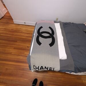 CHANEL Black and Gray Logo Throw
